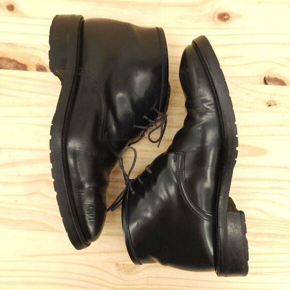 Vtg Gordon Rush Men Boots Sz 11 Black Leather Y2K Retro Square Toe Chukka Defect - Picture 6 of 12